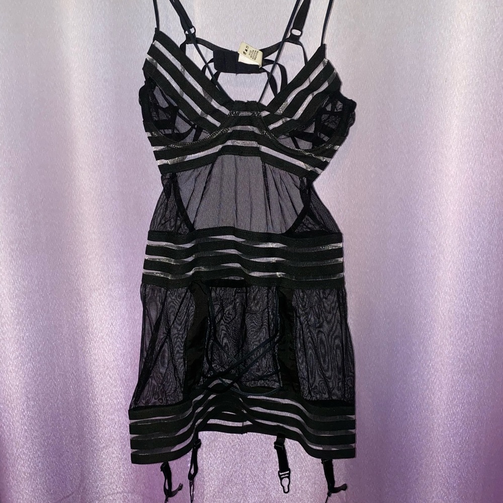 Sheer Sexy Teddy Dress w/Garters Attached Size SM